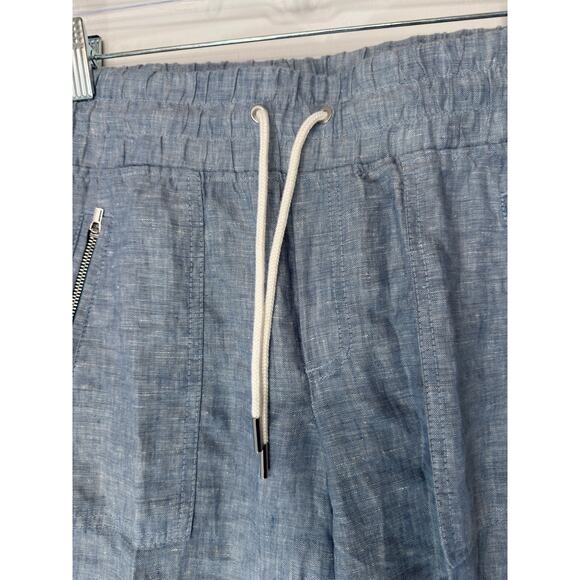 Athleta Blue Coastal Cabo Linen Wide Leg Pants Lagenlook Beachy Basic Size 4 - Picture 8 of 14